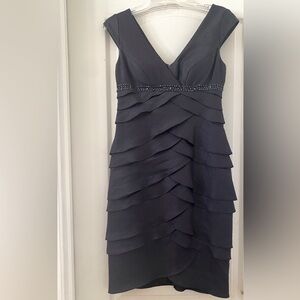 Alex Evenings Ruffled Tiered Black Dress Size 4